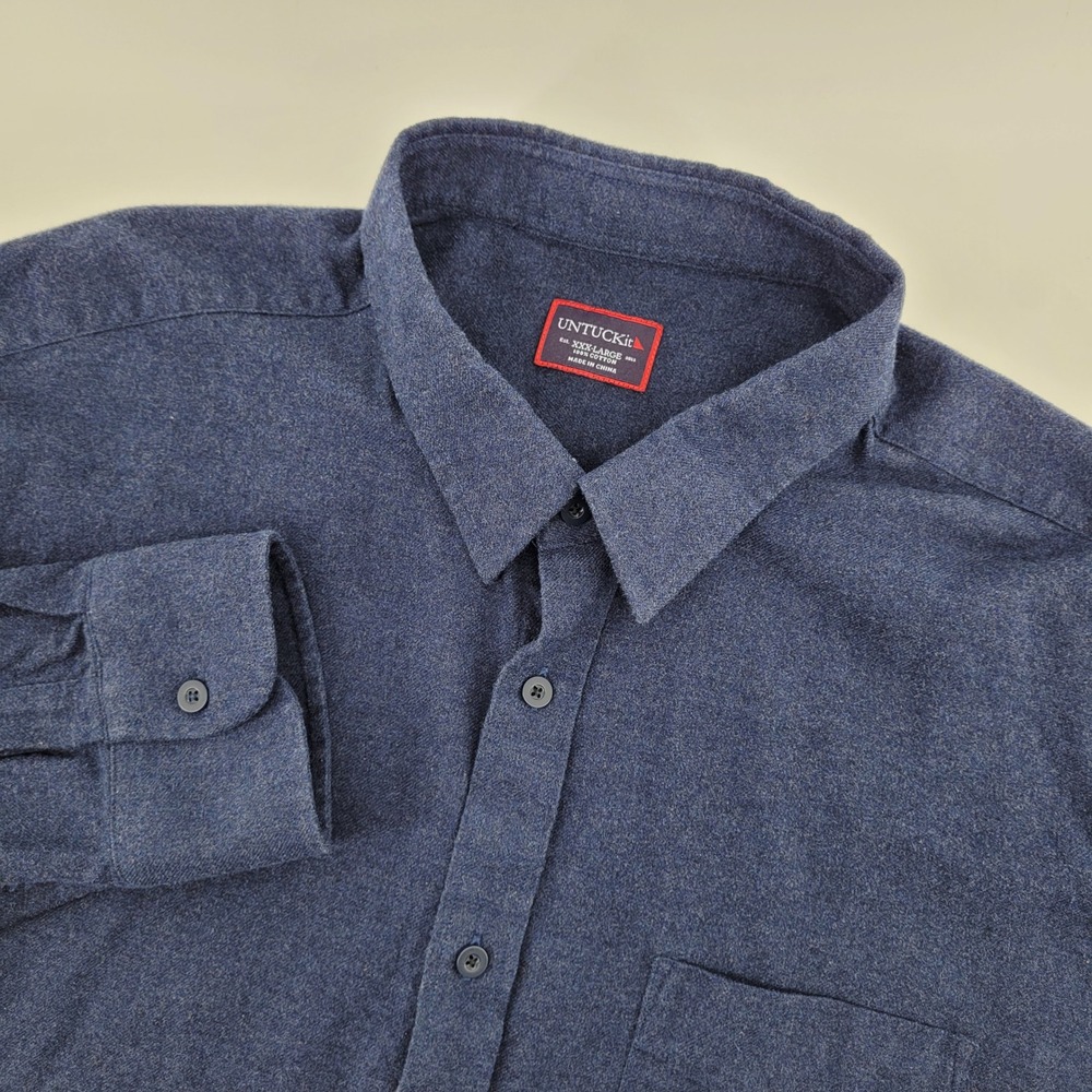 UNTUCKit Men's XXXL‎ Blue Flannel Shirt Long Sleeve Button Up Cotton Shirt